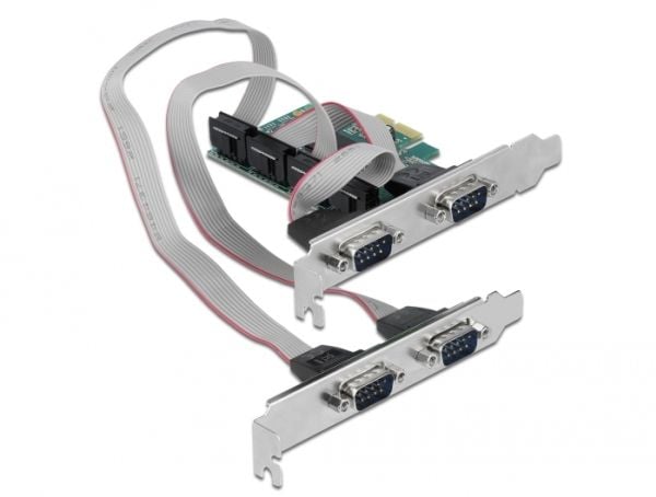 Delock - Seriell adapter - PCIe 1.1 låg profil - RS-232 x 4 - grön