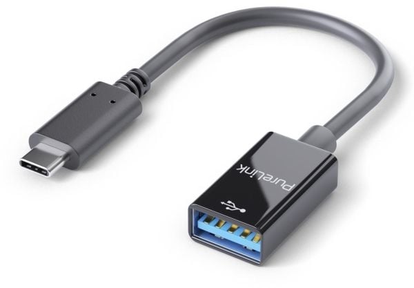 PureLink iSeries - USB-adapter - USB-C (hann) til USB-type A (hunn) - USB 3.1 OTG - 10 cm - USB Power Delivery (3A, 60W) - svart