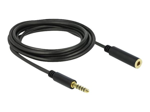 Delock - Lydforlengelseskabel - balansert stereo 4,4 mm hann til balansert stereo 4,4 mm hunn - 3 m - svart