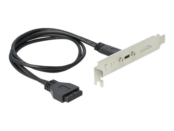Delock Slot bracket - USB-panel - 19-pins USB 3.0-plugg (hunn) til USB-C (hunn) - 5 V - 900 mA - 50 cm - svart