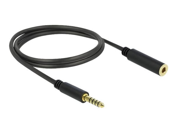 Delock - Lydforlengelseskabel - balansert stereo 4,4 mm hann til balansert stereo 4,4 mm hunn - 1 m - svart