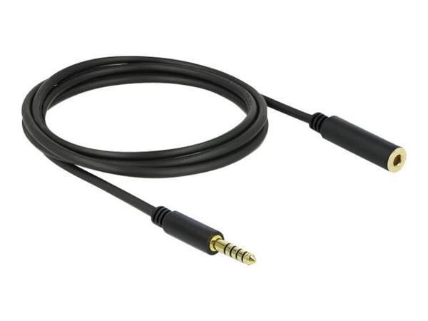 Delock - Lydforlengelseskabel - balansert stereo 4,4 mm hann til balansert stereo 4,4 mm hunn - 2 m - svart