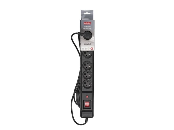 Activejet ACJ COMBO 6GN 10M, 10 m, 6 AC-utgångar, inomhus, Typ E (FR), Typ E, Plast