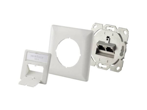 Renkforce RF-4393024, 2 x RJ-45, Vit, 80 mm, 80 mm