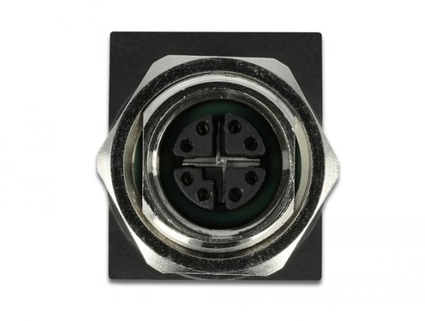 Delock - Nettverksadapter - 8-pins M12 (hunn) rett til RJ-45 (hunn) vinklet - CAT 6a - svart