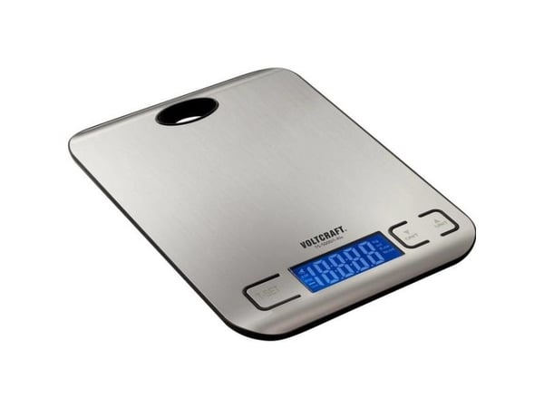 VOLTCRAFT TS-5000/1-ALU, Elektronisk kjøkkenvekt, 5 kg, 1 g, Rustfritt stål, Aluminium, Benkeplate