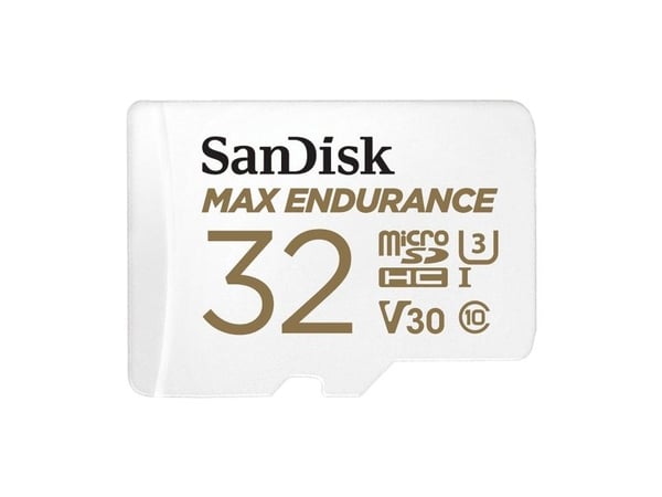 SanDisk Max Endurance - Flashminnekort (microSDHC til SD-adapter inkludert) - 32 GB - Video Class V30 / UHS-I U3 / Class10 - microSDHC UHS-I