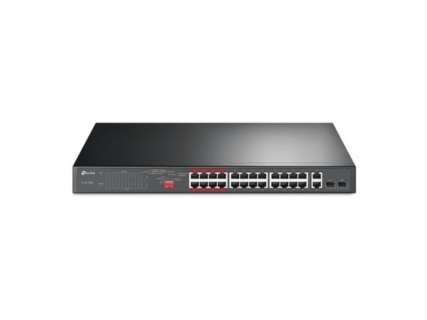 TP-Link TL-SL1226P - Switch - ikke-styrt - 24 x 10/100 (PoE+) + 2 x 10/100/1000 + 2 x kombo-Gigabit SFP - stasjonær, rackmonterbar - PoE+ (250 W)