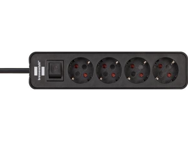 Brennenstuhl Ecolor Ext.Socket 4.Way Black 1,5M Cable