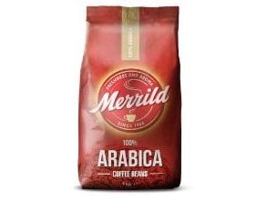 Kaffe Merrild 100% arabica helbønne 1 kg/pose - (karton á 6 poser x 1 kg)