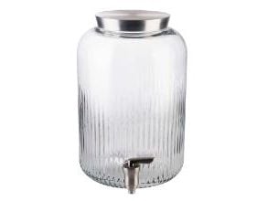 Glasbeholder 7 ltr Ø20xH30.5 cm Glas og rustfri stål taphane,1 stk/pk