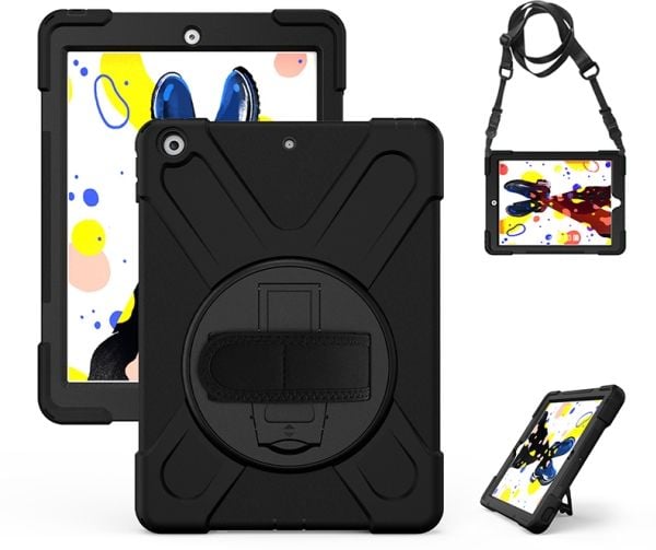 eSTUFF Defender Case - Baksidedeksel for nettbrett - svart - 9.7" - for Apple 9.7-inch iPad (5. generasjon, 6. generasjon)