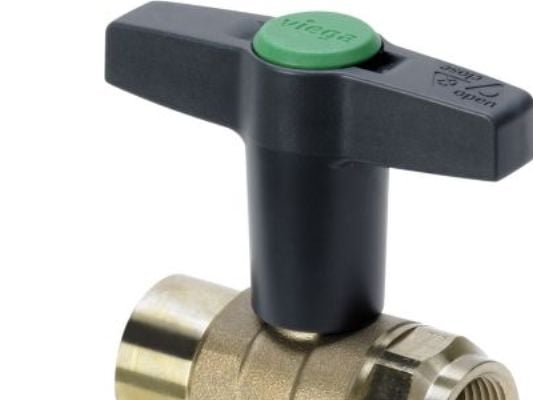 Viega Easytop kugleventil rødgods 1.¼" RF kugle, driftstryk max. 1,6 MPa (PN 16)driftstemperatur 90° Peak max 110°C