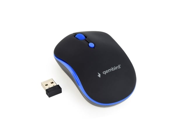Gembird WIRELESS OPTICAL MOUSE MUSW-4B-03-B 1600DP - Maus, Molempikätinen, Optinen, Langaton RF, 1600 DPI, Musta, Sininen