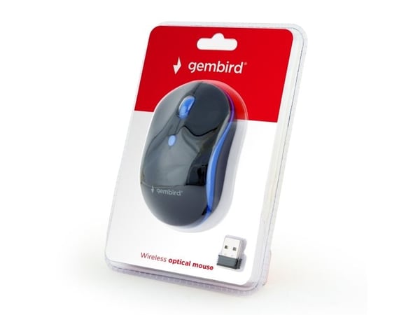 Gembird WIRELESS OPTICAL MOUSE MUSW-4B-03-B 1600DP - Maus, Molempikätinen, Optinen, Langaton RF, 1600 DPI, Musta, Sininen