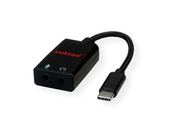 ROLINE 12.03.3209, USB Type-C, 3.5mm, Sort, Plast, 0,13 m, 25,1 mm
