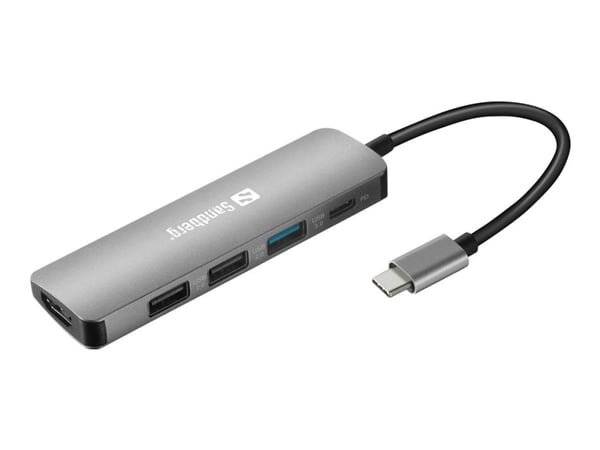 Sandberg USB-C telakka HDMI+3xUSB+PD 100W - Telakointiasema - USB-C - HDMI