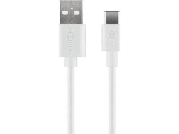 Goobay 45563, 1 m, USB A, USB C, USB 2.0, 0,48 Gbit/s, Valkoinen
