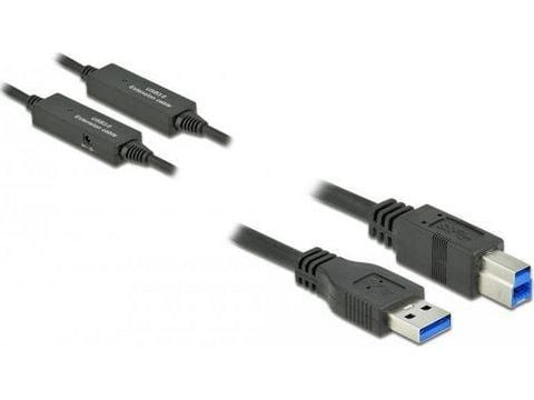 Delock - USB-kabel - USB-type A (hann) til USB Type B (hann) - USB 3.2 Gen 1 - 10 m - aktiv - svart