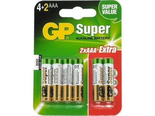 GP Super AAA / R03-batteri, 6 st