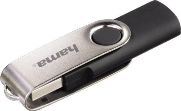 Hama 16GB USB 2.0, 16 GB, USB Type-A, 2.0, 6 MB/s, Svivel, Svart, Sølv
