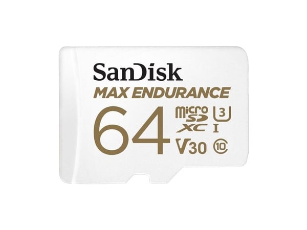 SanDisk Max Endurance - Flashminnekort (microSDXC til SD-adapter inkludert) - 64 GB - Video Class V30 / UHS-I U3 / Class10 - microSDXC UHS-I