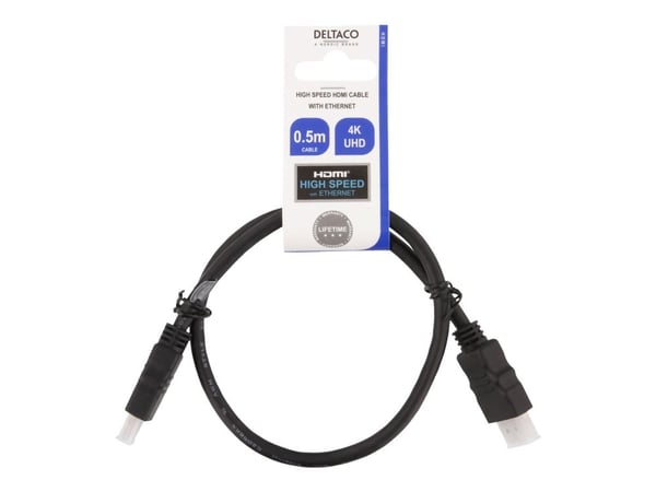 DELTACO - HDMI-kabel - HDMI hann til HDMI hann - 50 cm - svart