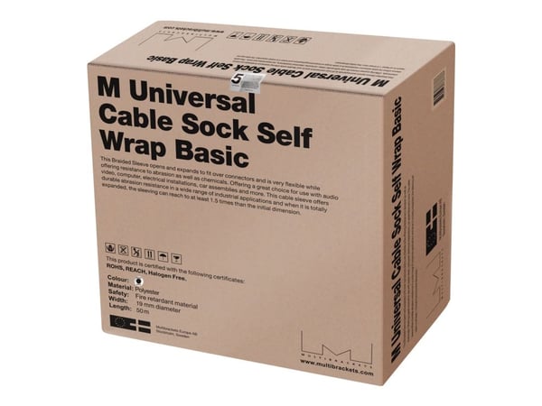 Multibrackets M Universal Cable Sock Self Wrap Basic - Kabelsocka - 50 m - svart