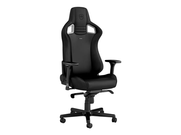 Noblechairs EPIC Black Edition - Stol - ergonomisk - armlener - T-formet - tipping - roterende - vinyl, minneskumplast, kunstlær, stålramme, åpenpo...