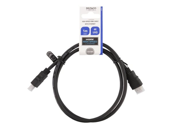 DELTACO HDMI-910 - High Speed - HDMI-kaapeli Ethernetillä - HDMI-uros HDMI-uros - 1 m - musta (100 kpl)