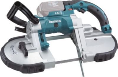 MAKITA Akku båndsav DPB180Z. Leveres uden kuffert, batterier og lader. Anvender 13X1140 mm båndsavklinger.
