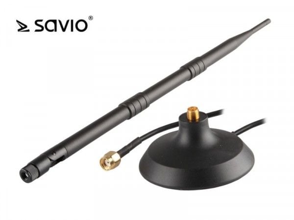 Savio AK-05, 12 dBi, 2.4 GHz, Rundtstrålende antenne, RP-SMA, 2 m