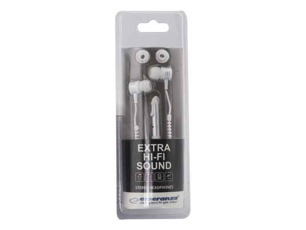 Esperanza EH161 - Ørepropper med mikrofon - i øret - kablet - 3,5 mm jakk - hvit