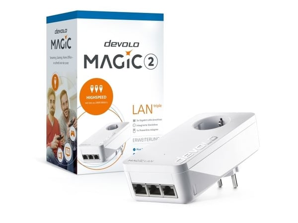 devolo Magic 2 LAN triple - Silta - GigE, HomeGrid - voidaan liittää pistorasiaan