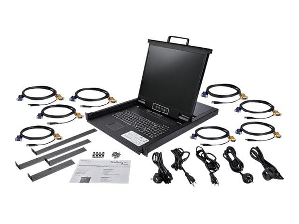 StarTech 8 Port Rackmount KVM Console with 6ft Cables, Integrated KVM Switch with 19" LCD Monitor, Fully Featured 1U LCD KVM Drawer- OSD KVM, Durab...