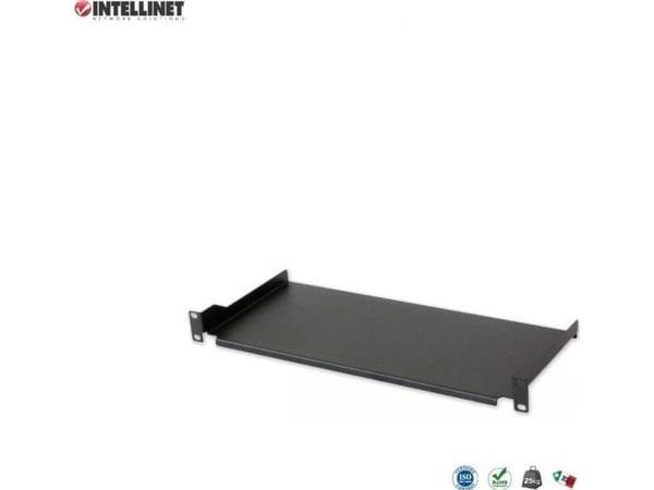 Intellinet Hylle 1U 200 mm stativ 19" 2 festepunkter, solid, svart