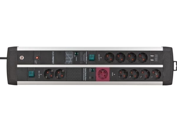 Brennenstuhl 1392000230, 3 m, 11 AC-pistorasia(a), Sisätila, Tyyppi E / F, IP20, Musta, Hopea