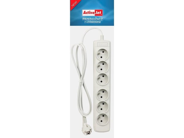Activejet 6GNU - 3M - S, 3 m, 6 pistorasiaa (pistorasioita), sisätiloissa, tyyppi E (FR), tyyppi E, muovi, muovia
