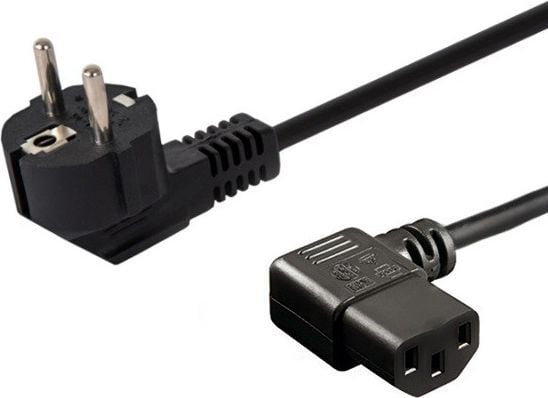 SAVIO CL-115 - Strömkabel - 2-polig (hane) vinklad till ström IEC 60320 C13 vinklad - 250 V - 10 A - 1,2 m - svart