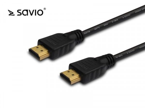 SAVIO CL-08 - HDMI-kaapeli Ethernet-yhteydellä - HDMI-uros HDMI-uros - 5 m - suojattu - musta