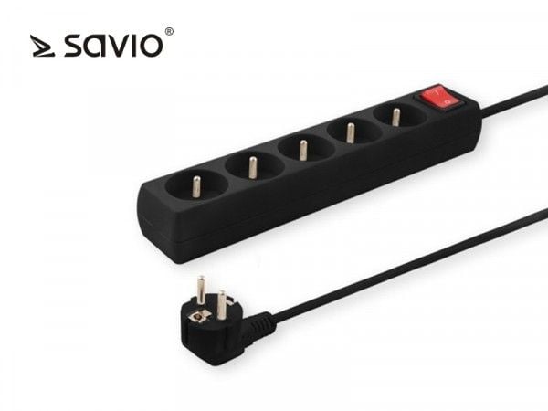 SAVIO LZ-02 - pistorasia - AC 230 - 250 V - 2500 Watt - lähtöliittimet: 5 - 3 m johto