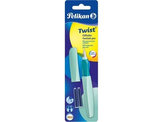 Pelikan Twist P457, Mint farge, Patronpåfyllingssystem, Rustfritt stål, Medium, Ambidextrous, Tyskland