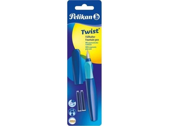 Pelikan Fountain Pen Twist P457 Deep Blue M +2TP Blister - Sininen - Pyöreä kärki - Ruostumaton teräs - Keskikokoinen - Kaksikätinen - Saksa (814744)