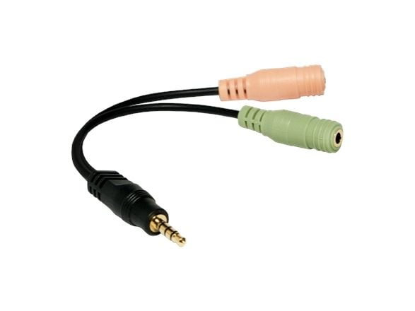LogiLink - Audioadapter - mini-phone stereo 3.5 mm hunn til 4-polsminijakk hann - 15 cm - svart