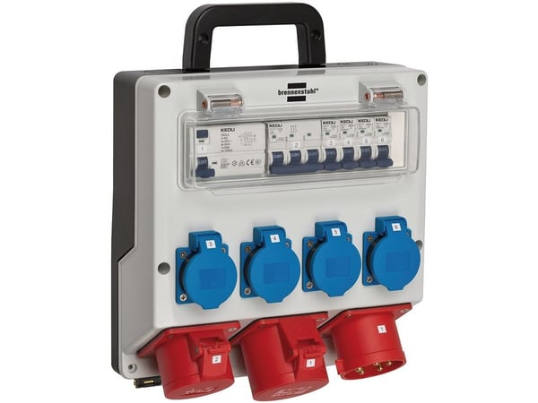 Brennenstuhl 1154890020, Svart, Blå, Grå, Rød, 7 AC-utganger, 400 V, 32 A, 230 V, 400 V