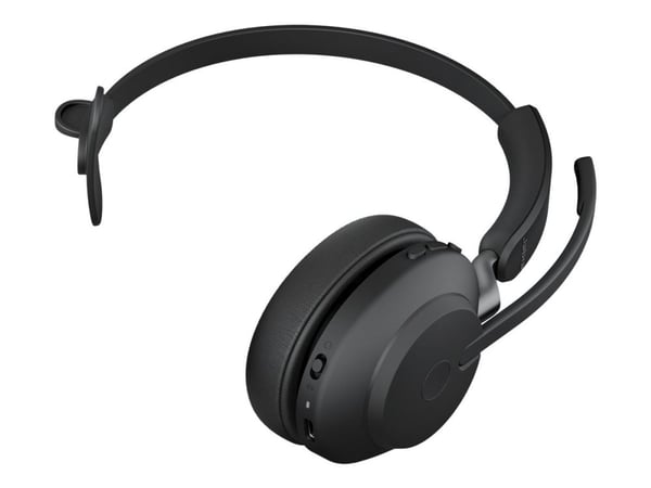 Jabra Evolve2 65 UC Mono - Hodesett - on-ear - konvertibel - Bluetooth - trådløs - USB-A - lydisolerende - svart - med ladestativ