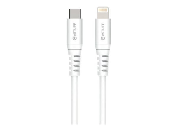 eSTUFF - Lightning-kabel - Lightning hane till USB-C hane - 1 m - vit - Strömförsörjningsstöd