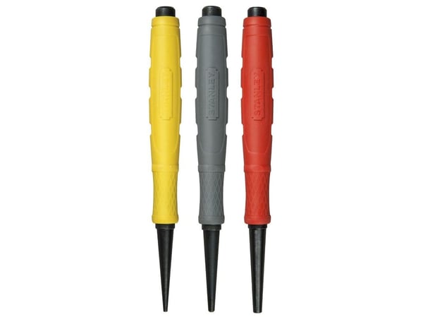 Stanley 0-58-930, Neglesett, Stål, Sort, Rød, Gult, 102 mm, 3 stykker, Blister
