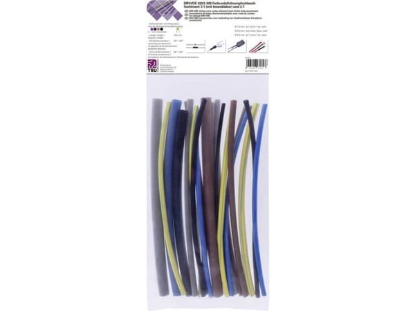 Conrad T1902CA044, Kutistesukka, Musta, Sininen, Ruskea, Harmaa, Keltainen, Polyeteeni, 20 kpl, 125 °C, Muovipussi