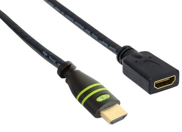 TECHly - High Speed - HDMI-forlengelseskabel med Ethernet - HDMI hann til HDMI hunn - 1.8 m - dobbeltisolert - svart - 4K-støtte